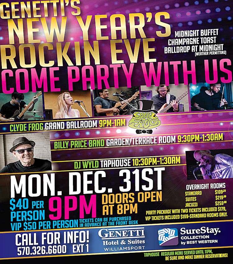 New Year's Eve at The Genetti Hotel in Williamsport PA